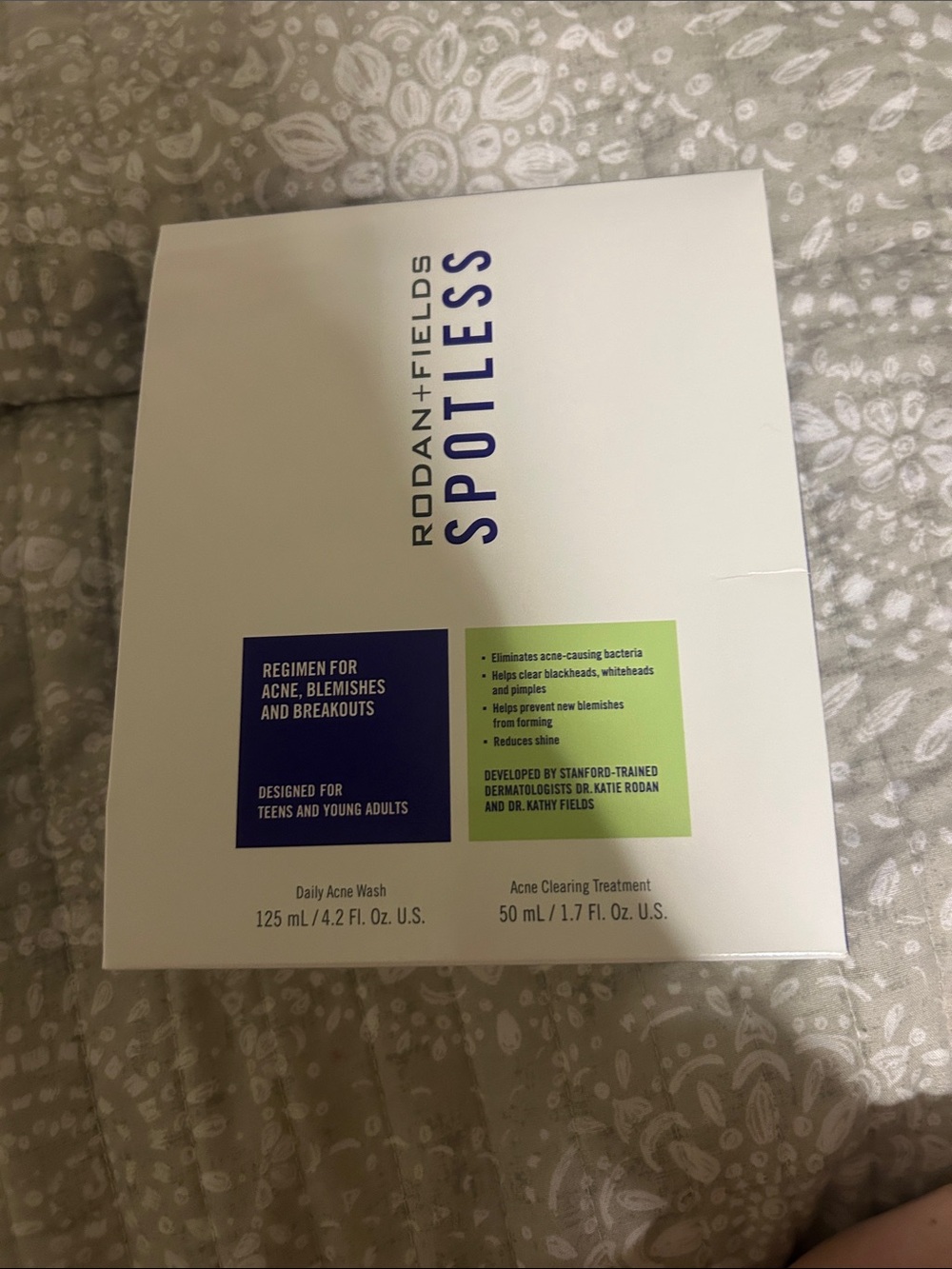Rodan + Fields Spotless Acne Regimen - White with Blue & Green Accents
